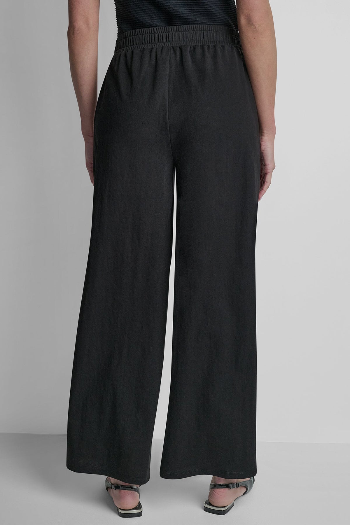 Black DKNY MID-RISE PULL-ON PANT