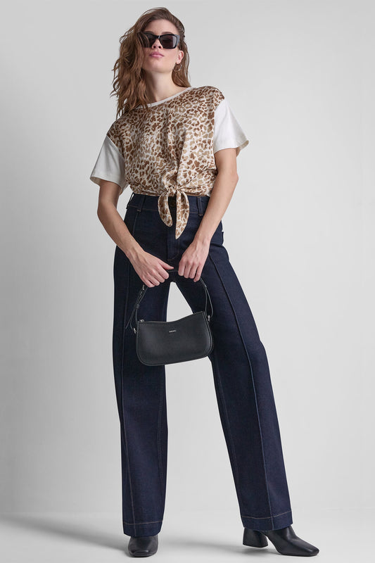 Bankers Ink DKNY HIGH-RISE PINTUCKED WIDE-LEG JEAN
