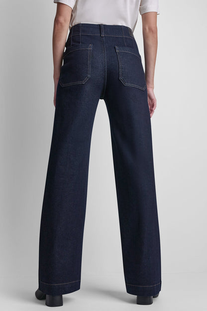Bankers Ink DKNY HIGH-RISE PINTUCKED WIDE-LEG JEAN