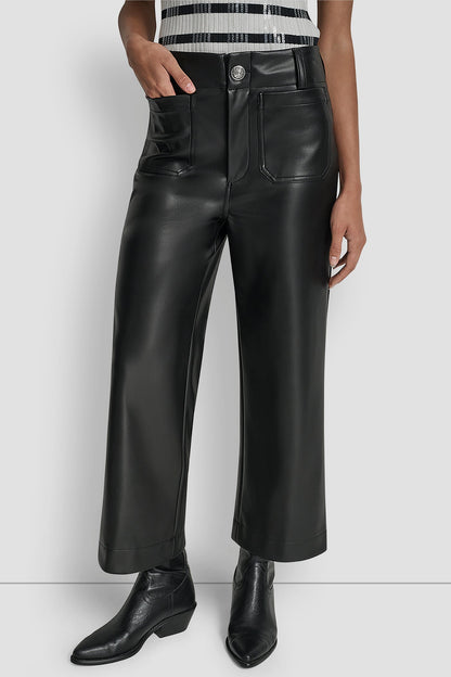 Espresso DKNY HIGH-RISE CROPPED WIDE LEG PANT