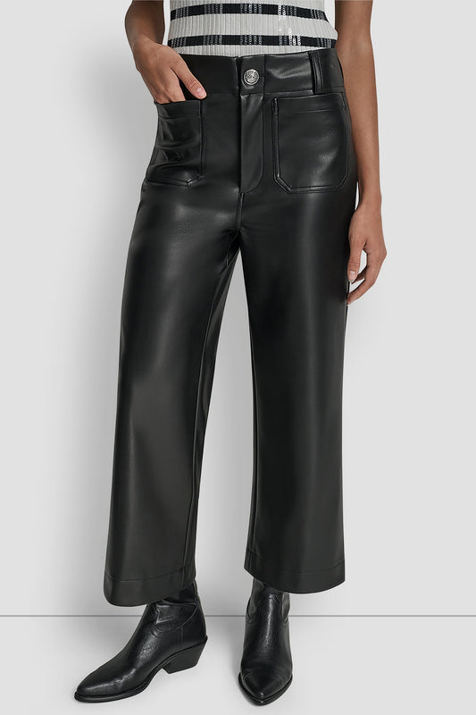 Espresso DKNY HIGH-RISE CROPPED WIDE LEG PANT