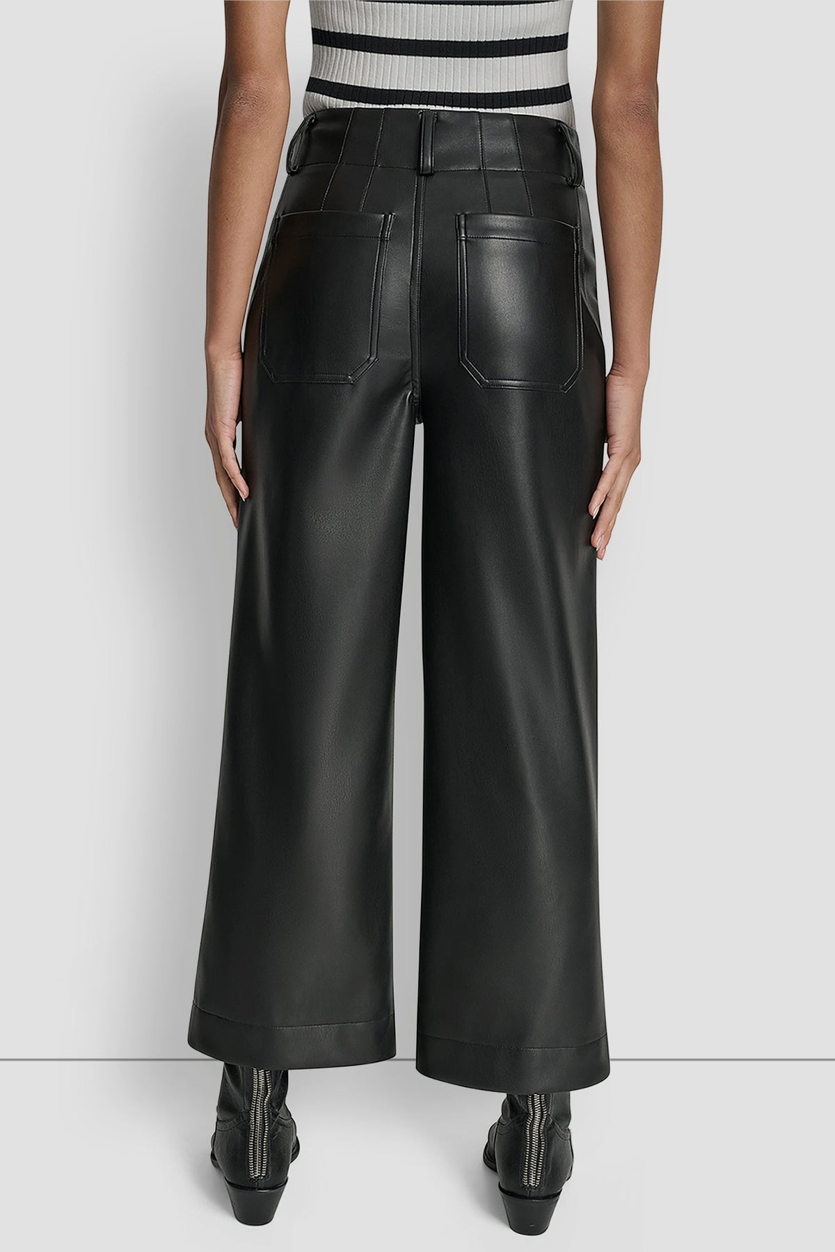 Espresso DKNY HIGH-RISE CROPPED WIDE LEG PANT