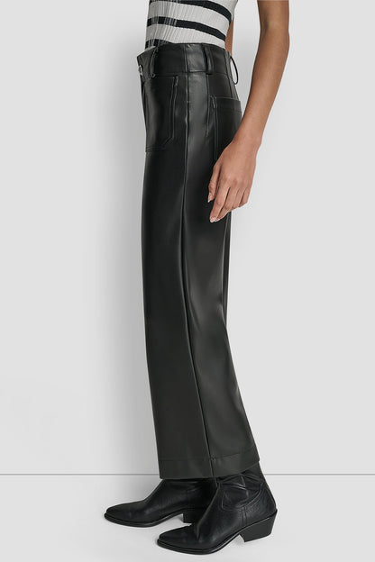 Espresso DKNY HIGH-RISE CROPPED WIDE LEG PANT