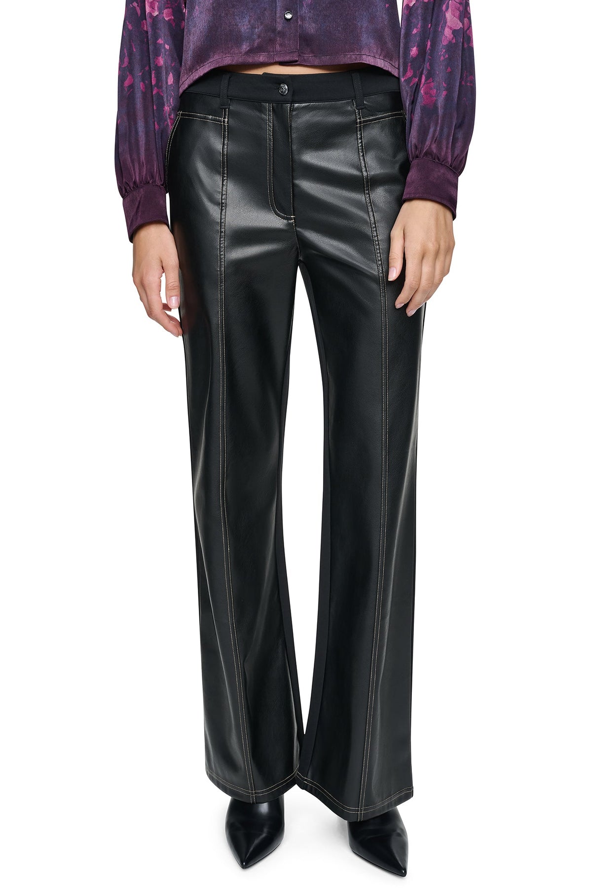 Black DKNY MIXED MEDIA PANT