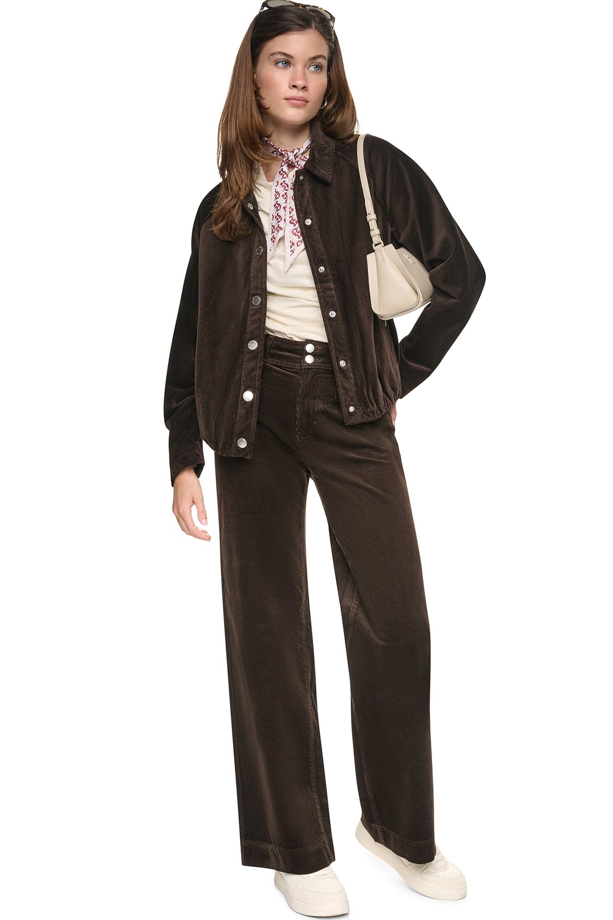 Espresso DKNY HIGH-RISE WIDE LEG PANT