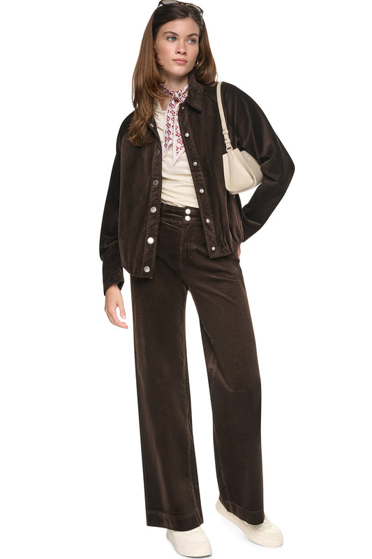 Espresso DKNY HIGH-RISE WIDE LEG PANT