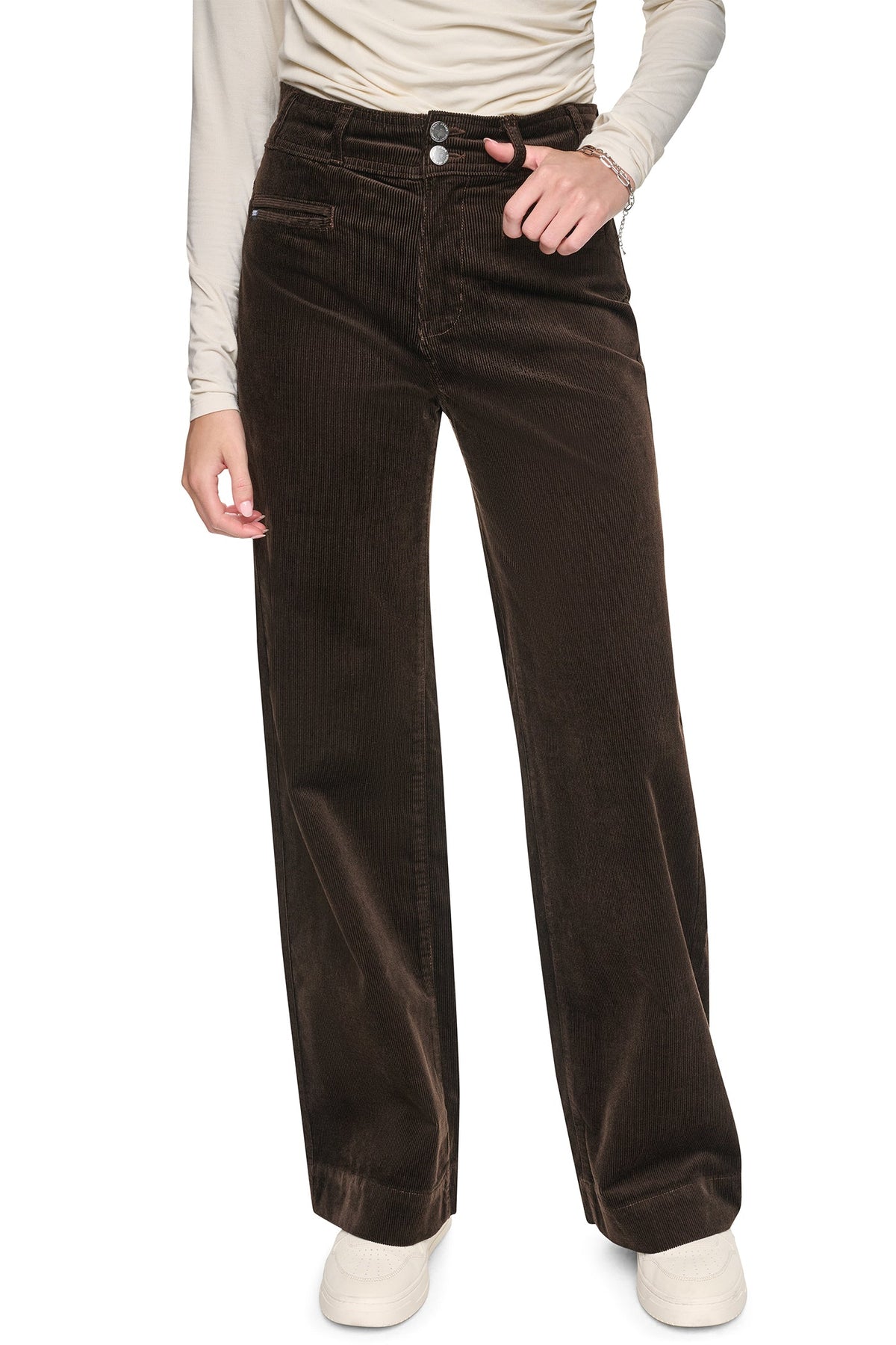 Espresso DKNY HIGH-RISE WIDE LEG PANT