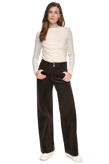 Espresso DKNY HIGH-RISE WIDE LEG PANT