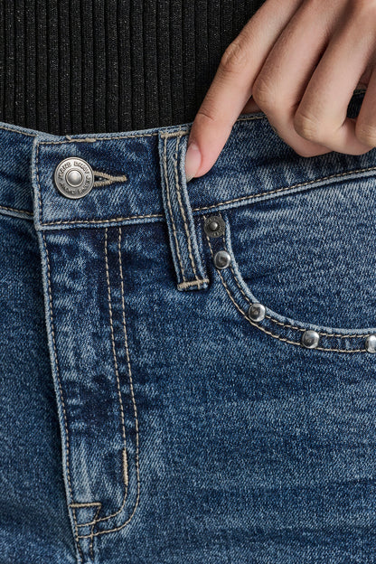 Cobble Hill DKNY HIGH-RISE STUDDED BOOTCUT JEAN