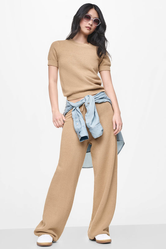 Travertine DKNY TUCK STITCH HIGH-RISE DRAWSTRING PANT
