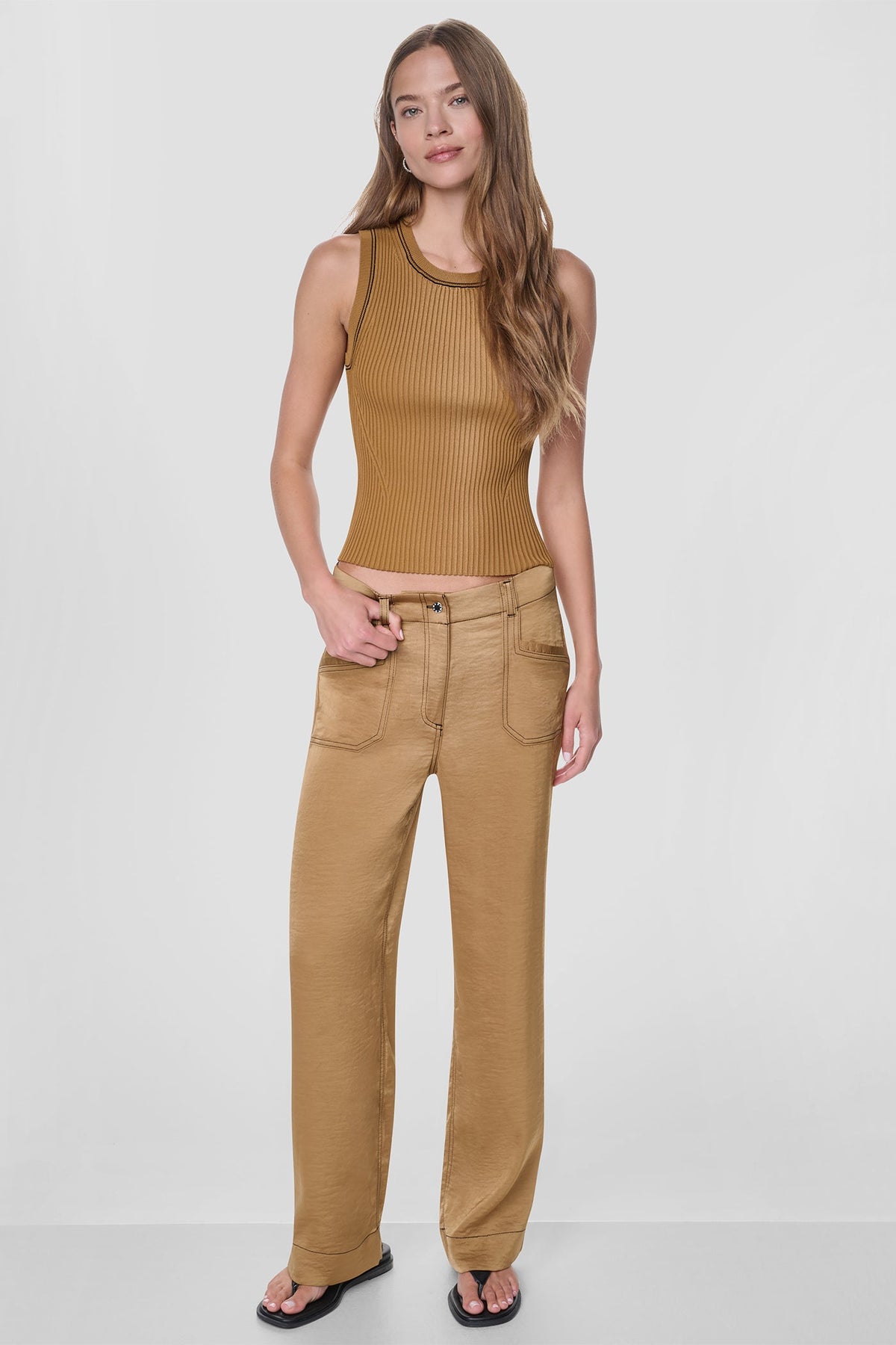 Black DKNY TOP STITCH STRAIGHT LEG PANT