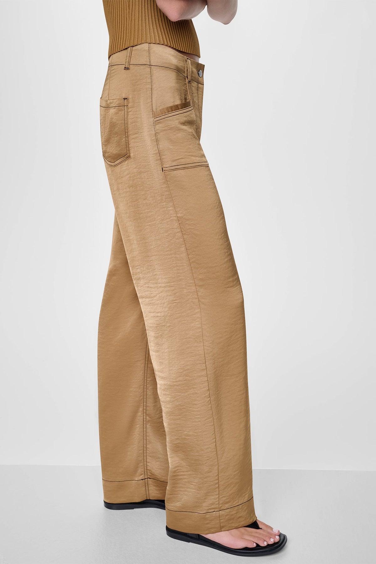 Black DKNY TOP STITCH STRAIGHT LEG PANT
