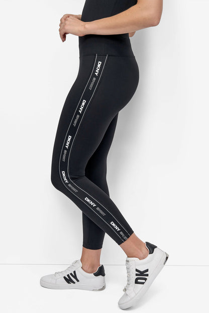 Black/Black DKNY BALANCE COMPRESSION HIGH-WAIST 7/8 TIGHT WITH LOGO