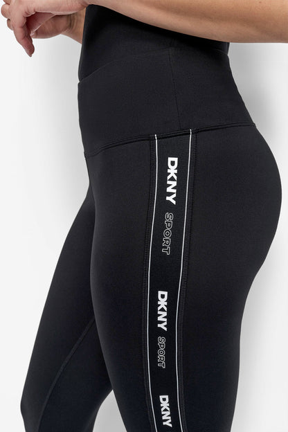 Black/Black DKNY BALANCE COMPRESSION HIGH-WAIST 7/8 TIGHT WITH LOGO