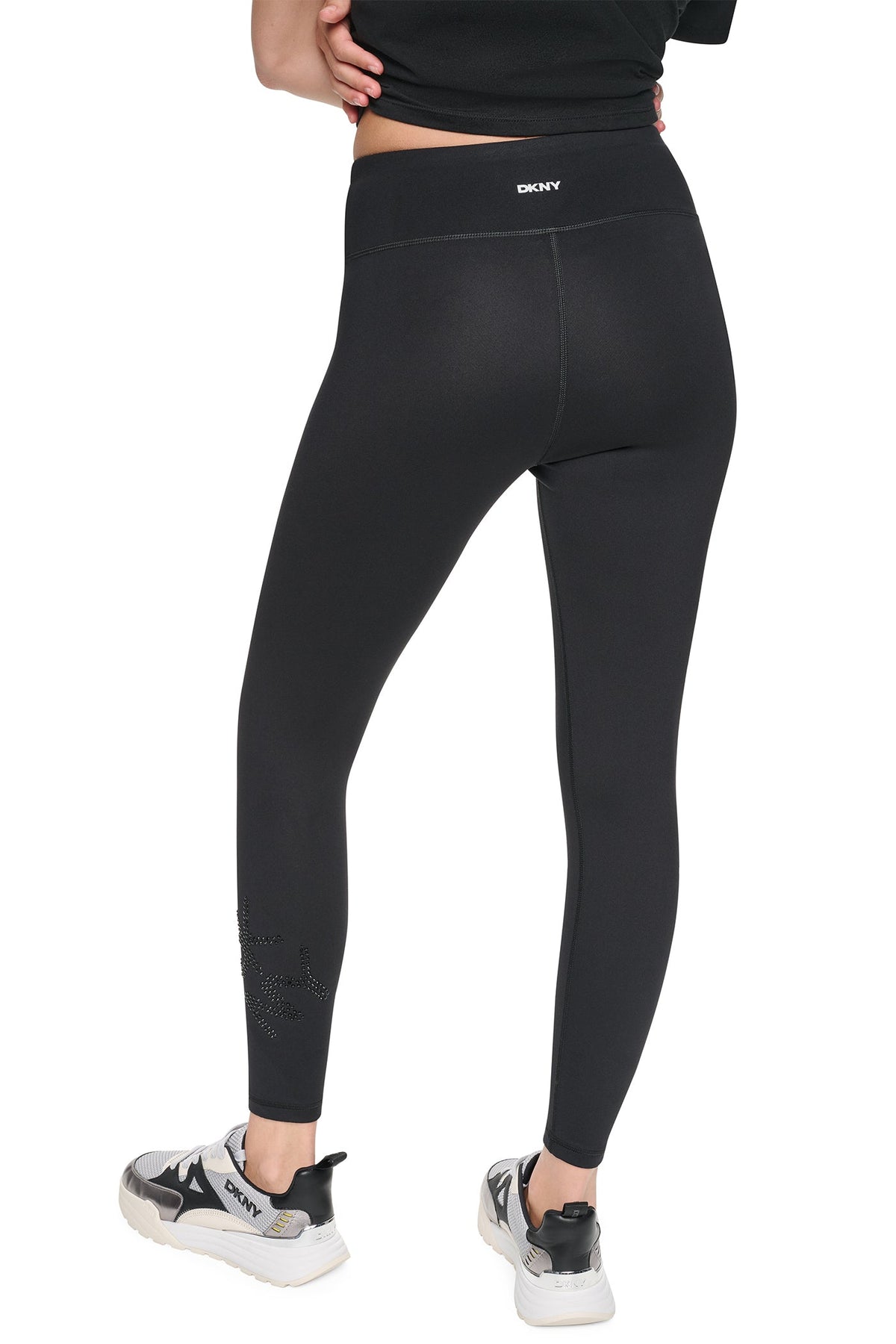 Black/Black DKNY HIGH-RISE GRAFFITI LOGO 7/8 LENGTH LEGGING