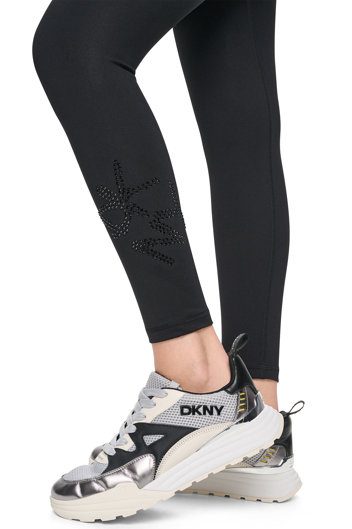 Black/Black DKNY HIGH-RISE GRAFFITI LOGO 7/8 LENGTH LEGGING