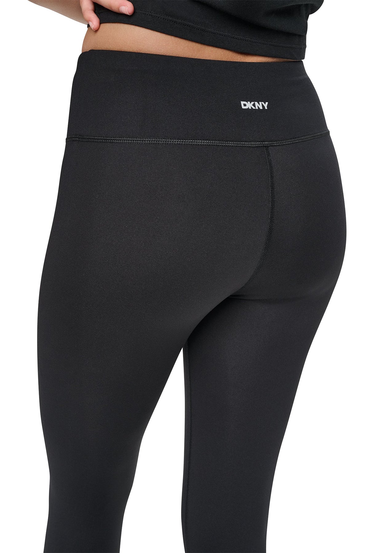 Black/Black DKNY HIGH-RISE GRAFFITI LOGO 7/8 LENGTH LEGGING