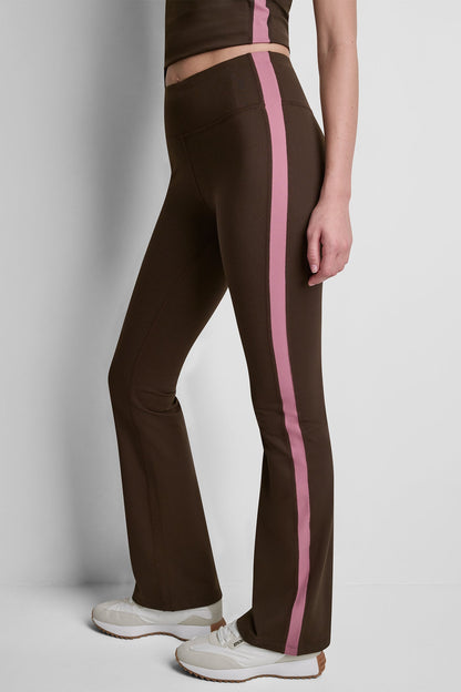 Espresso/Mesa Rose DKNY BALANCE COMPRESSION SIDE STRIPE FLARE LEGGING