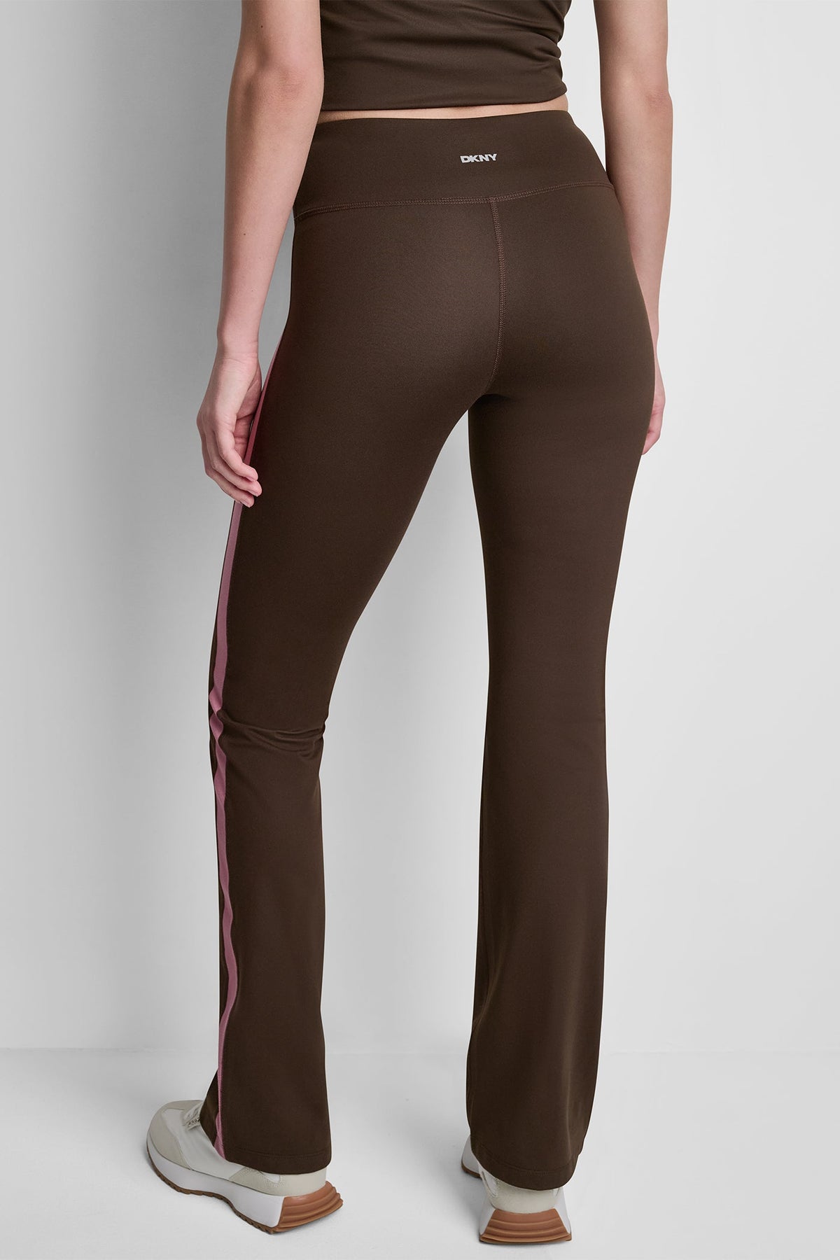 Espresso/Mesa Rose DKNY BALANCE COMPRESSION SIDE STRIPE FLARE LEGGING
