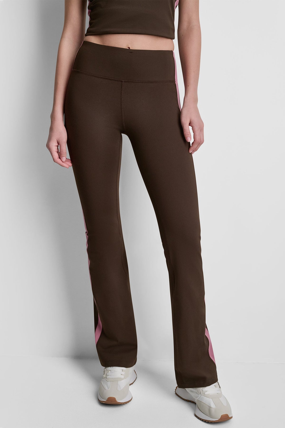 Espresso/Mesa Rose DKNY BALANCE COMPRESSION SIDE STRIPE FLARE LEGGING