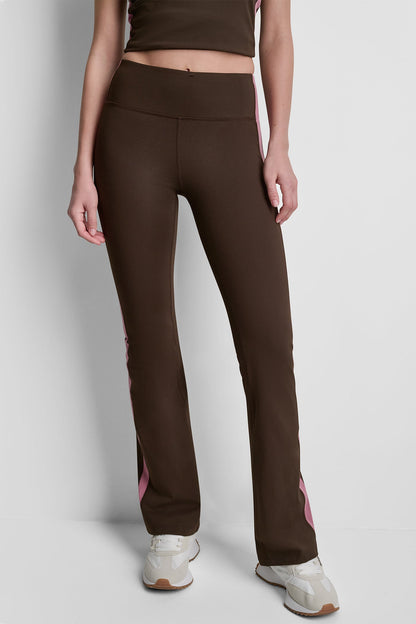 Espresso/Mesa Rose DKNY BALANCE COMPRESSION SIDE STRIPE FLARE LEGGING