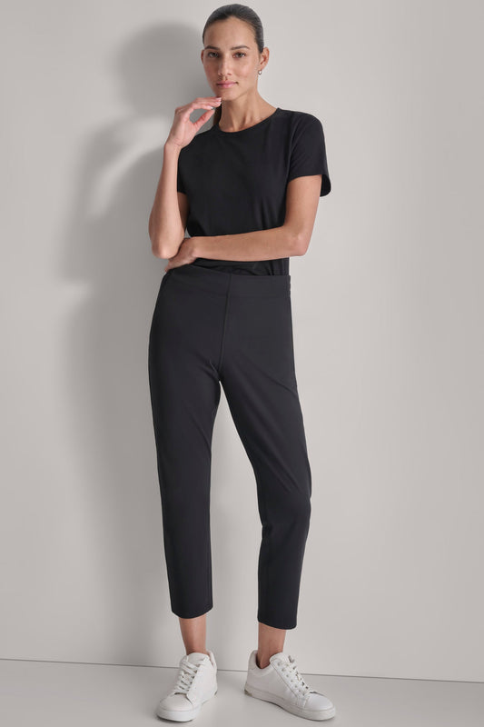 Black DKNY CROPPED MID-RISE BALANCE COMPRESSION SKINNY PANT