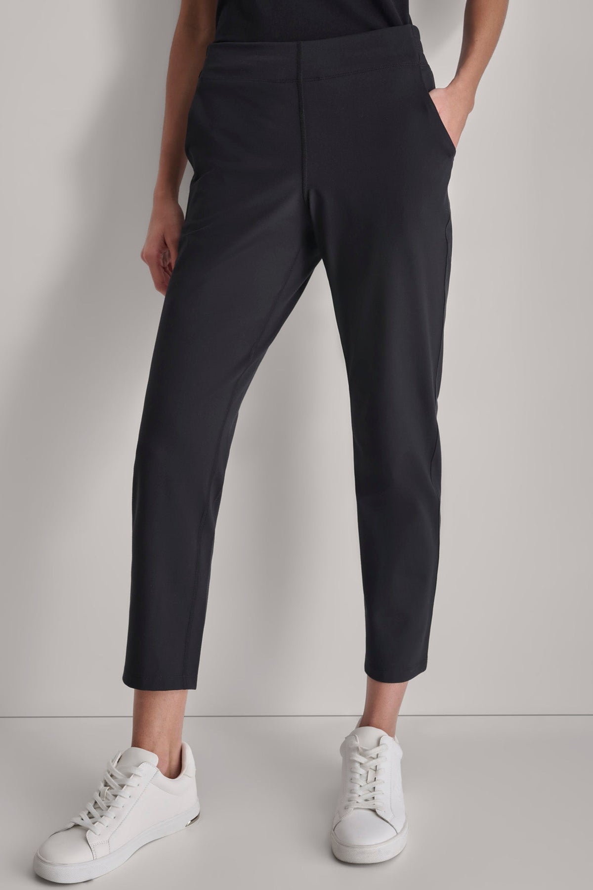 Black DKNY CROPPED MID-RISE BALANCE COMPRESSION SKINNY PANT