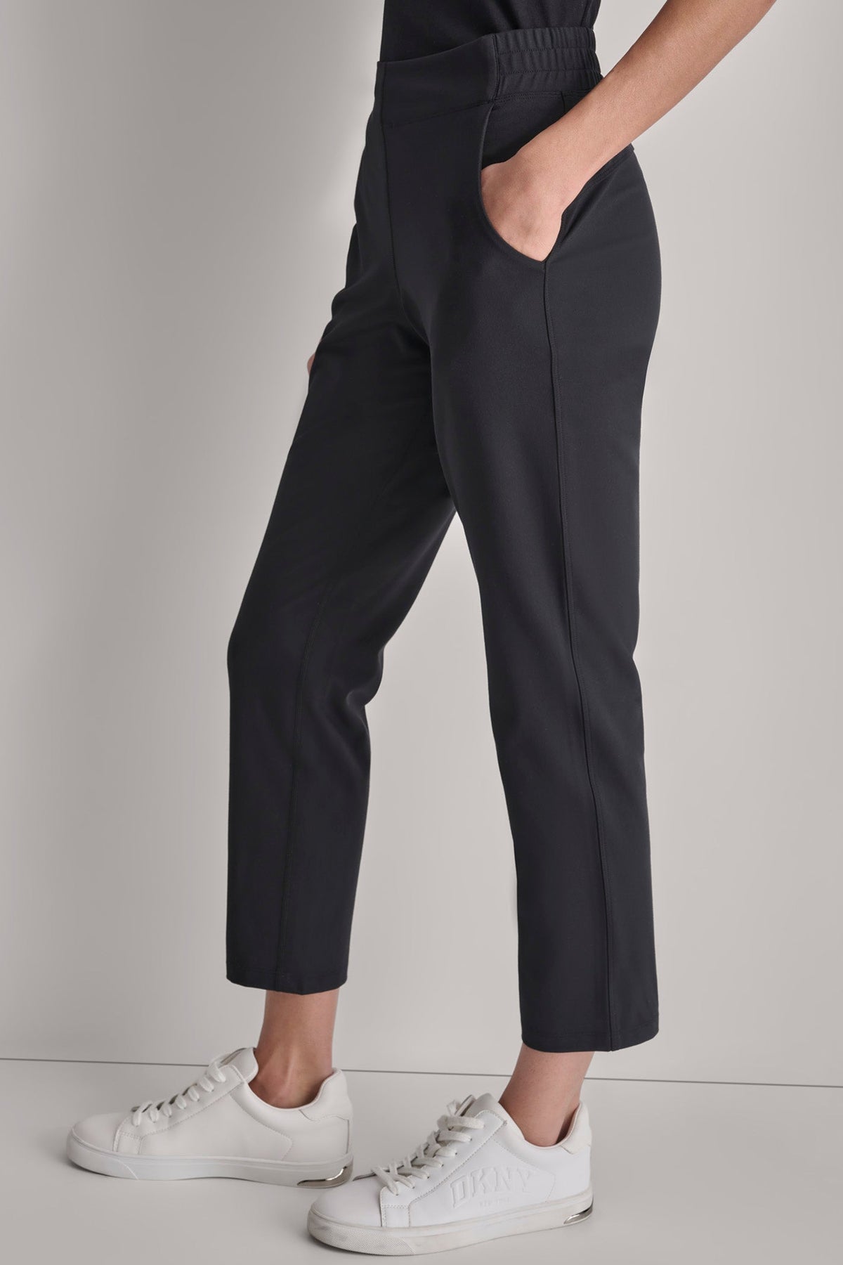 Black DKNY CROPPED MID-RISE BALANCE COMPRESSION SKINNY PANT
