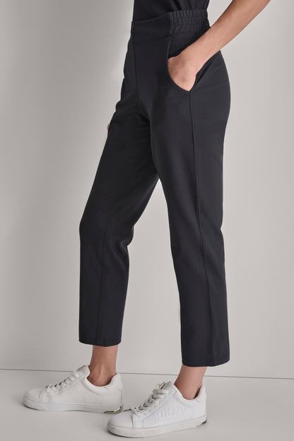 Black DKNY CROPPED MID-RISE BALANCE COMPRESSION SKINNY PANT