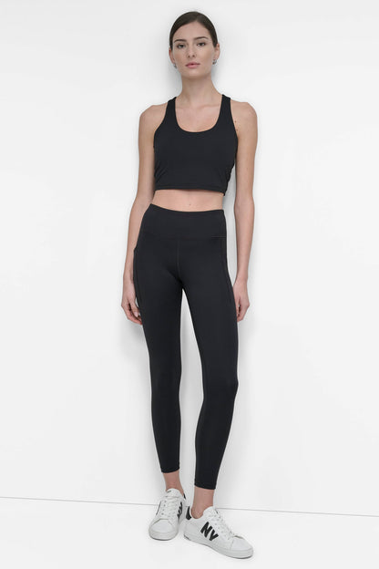 Black DKNY MID-RISE 7/8-LENGTH LEGGING