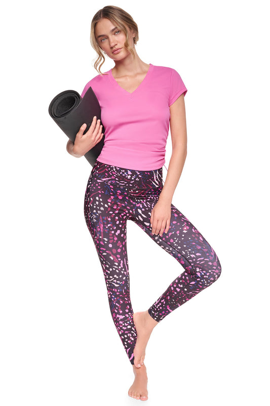 Tiger Floral Festive Pink DKNY HIGH-RISE 7/8 LENGTH PRINTED LEGGINGS