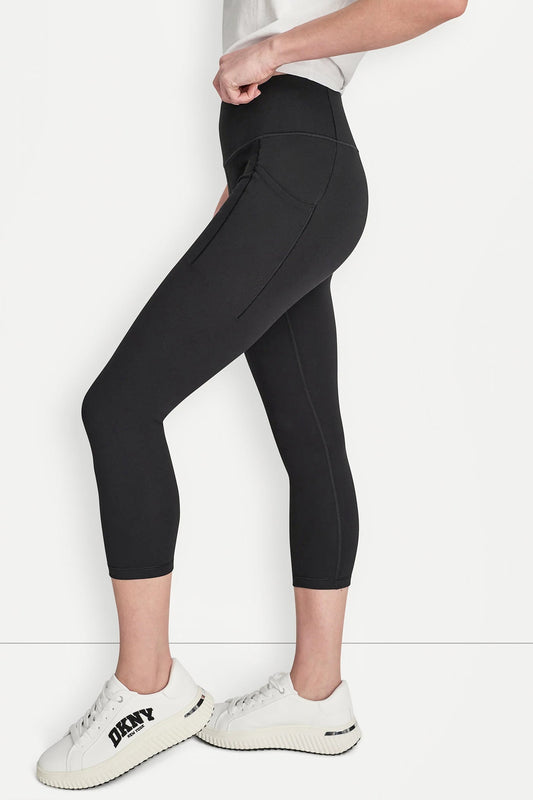 Black DKNY BALANCE COMPRESSION HIGH-WAIST CROPPED LEGGING