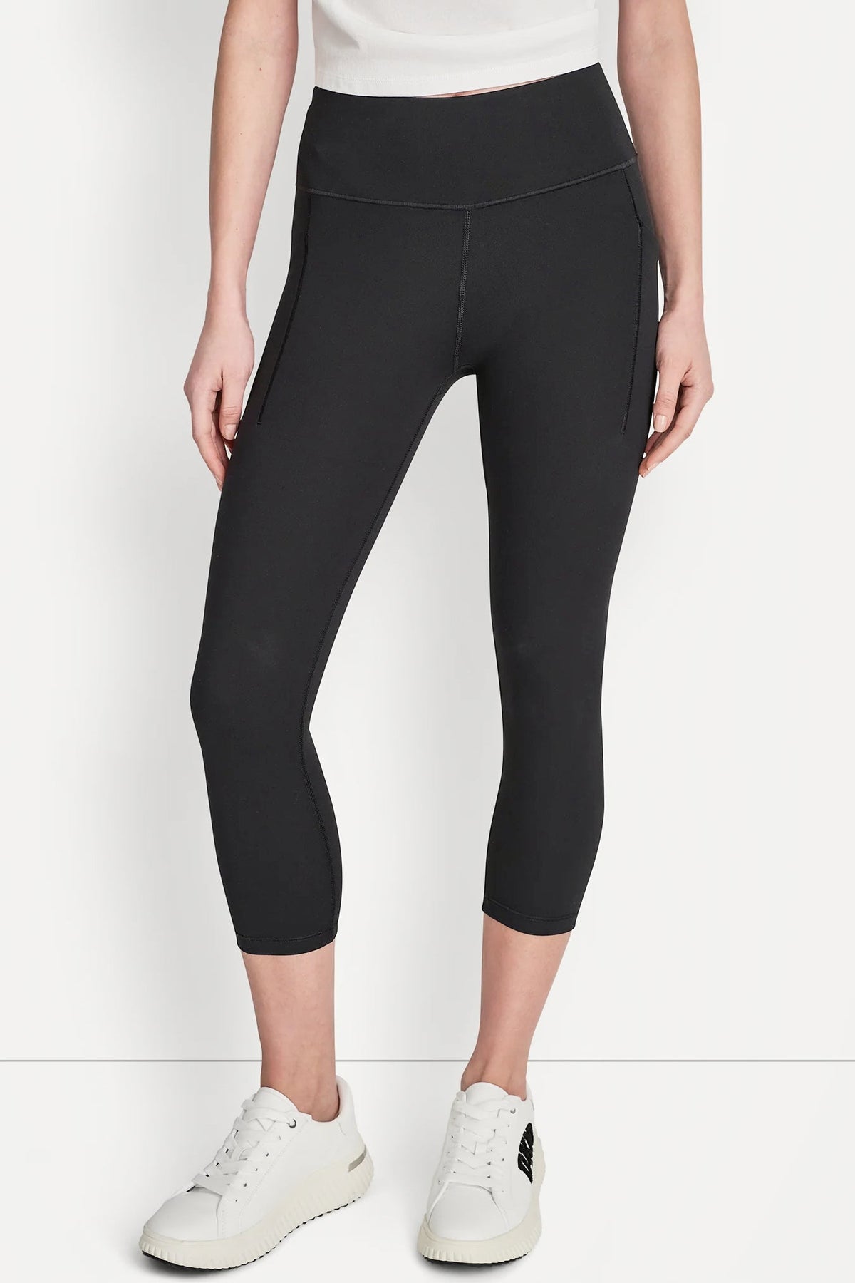 Black DKNY BALANCE COMPRESSION HIGH-WAIST CROPPED LEGGING