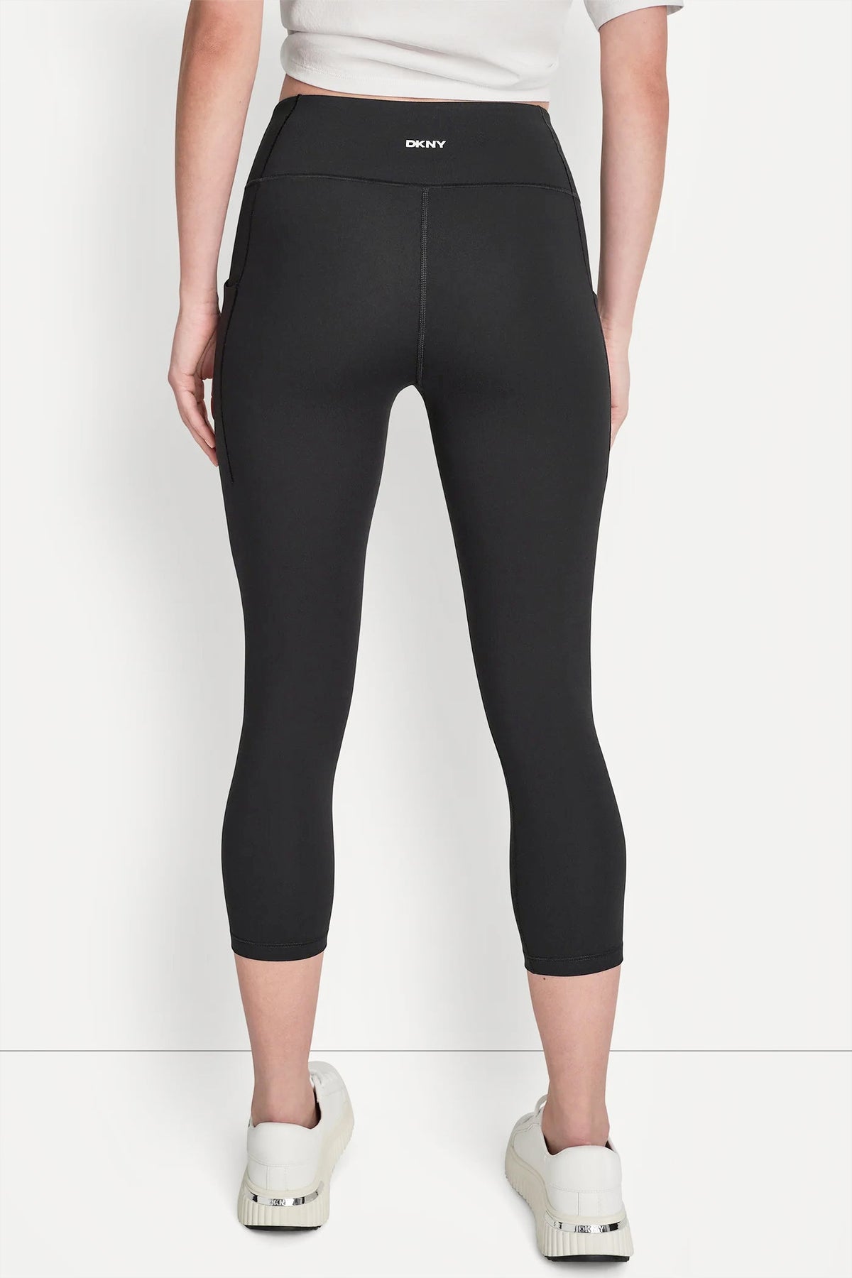 Black DKNY BALANCE COMPRESSION HIGH-WAIST CROPPED LEGGING