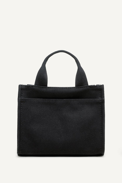BLACK/SILVER DKNY HADLEE CANVAS SMALL LOGO TOTE