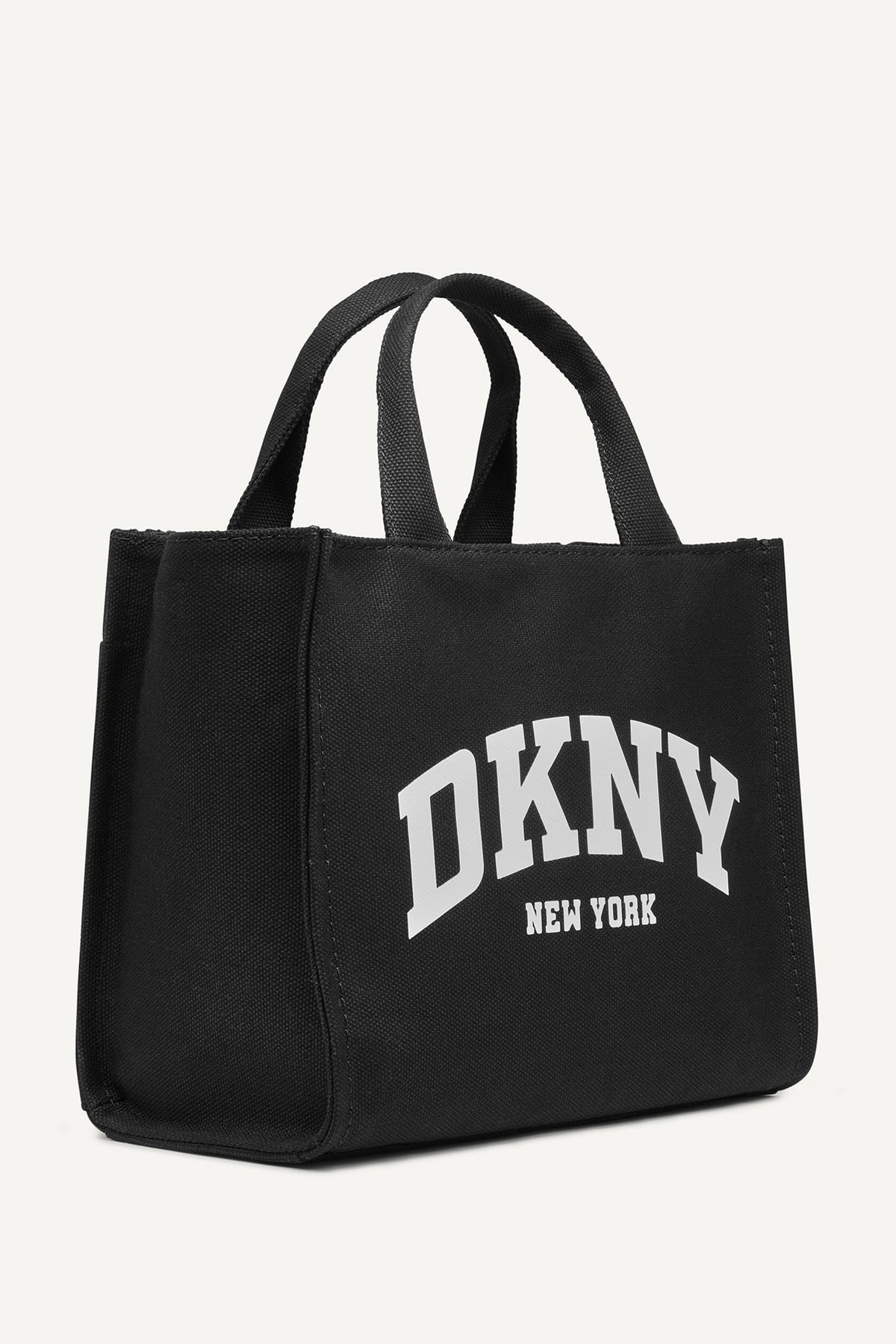 BLACK/SILVER DKNY HADLEE CANVAS MEDIUM LOGO TOTE