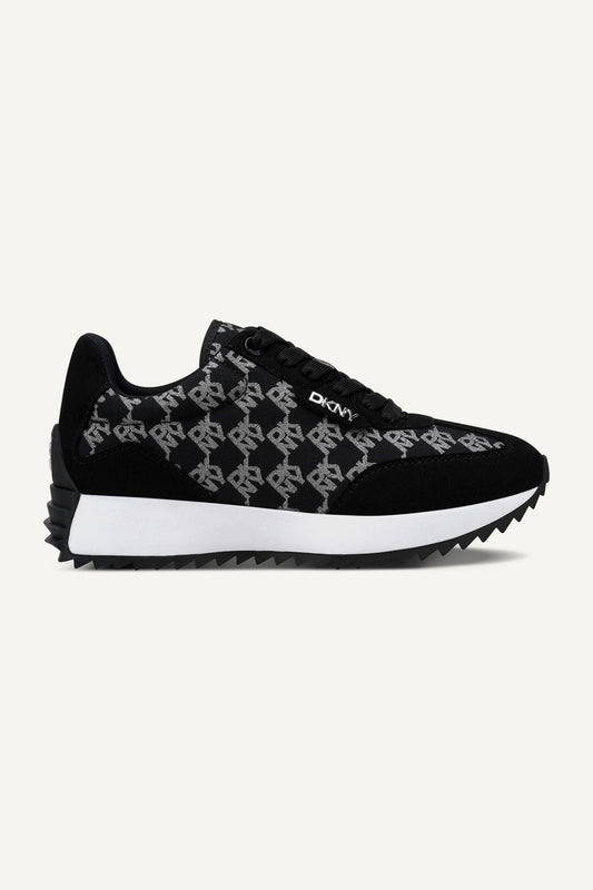 Black/nickel DKNY NAPLES LACE-UP TRAINER SNEAKER