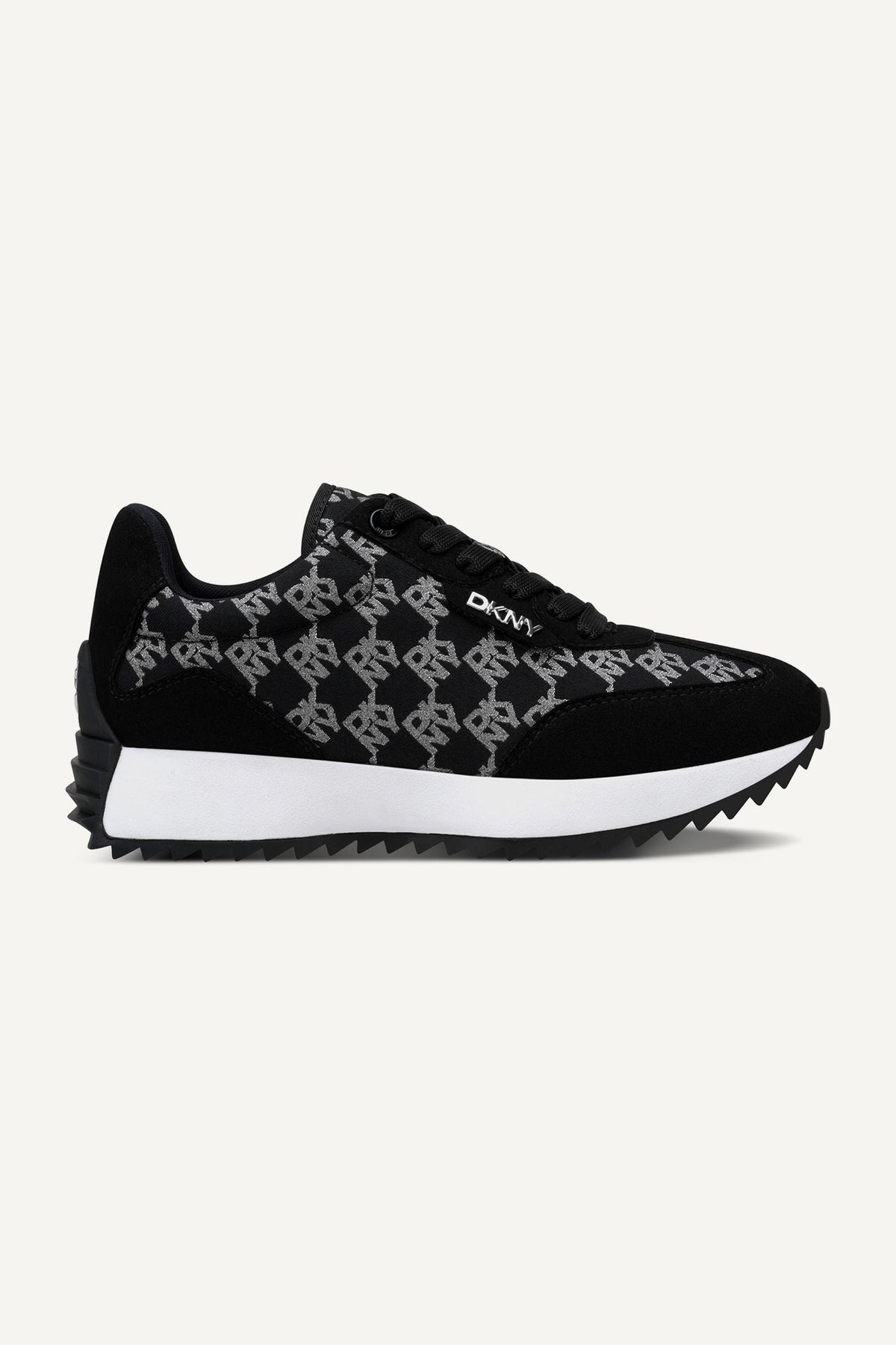 Black/nickel DKNY NAPLES LACE-UP TRAINER SNEAKER
