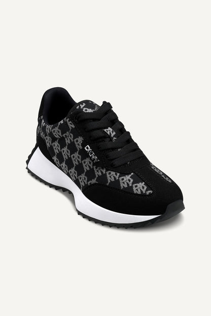 Black/nickel DKNY NAPLES LACE-UP TRAINER SNEAKER