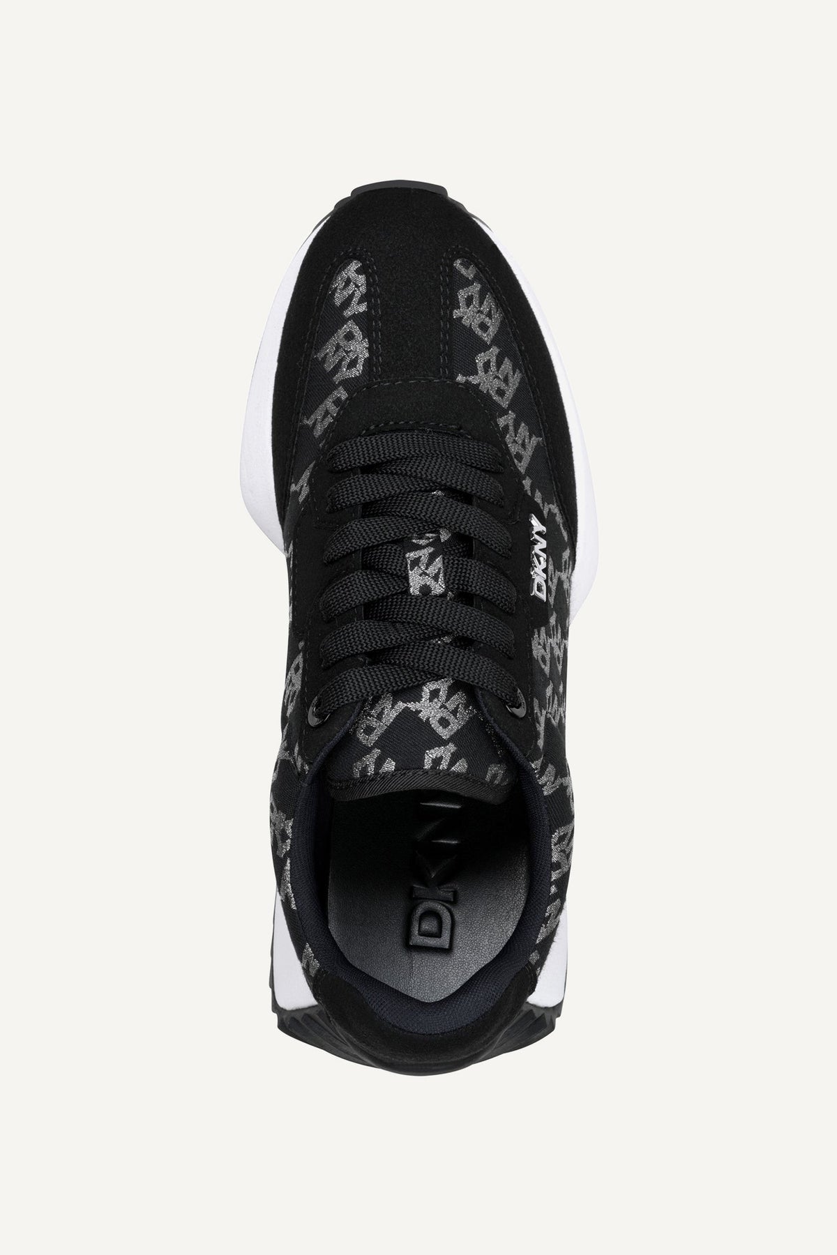 Black/nickel DKNY NAPLES LACE-UP TRAINER SNEAKER