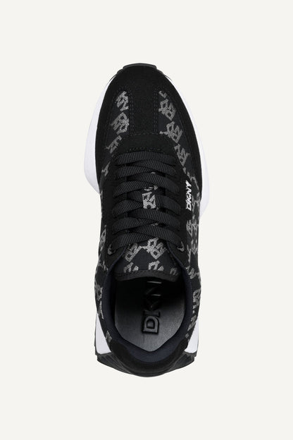 Black/nickel DKNY NAPLES LACE-UP TRAINER SNEAKER