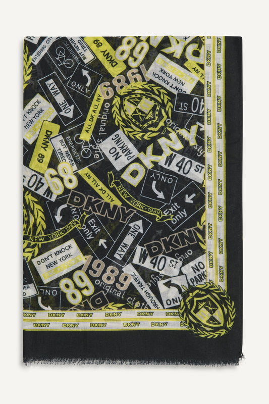 Night DKNY 1989 CITY SIGNS PRINT SCARF