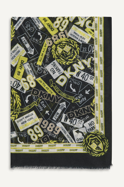 Night DKNY 1989 CITY SIGNS PRINT SCARF