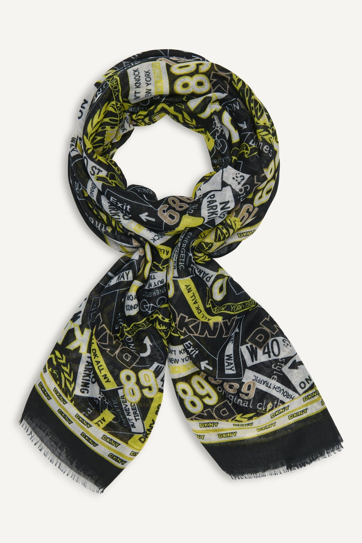 Night DKNY 1989 CITY SIGNS PRINT SCARF