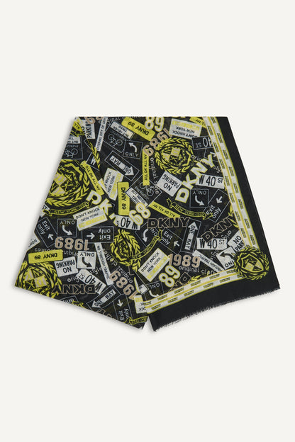 Night DKNY 1989 CITY SIGNS PRINT SCARF