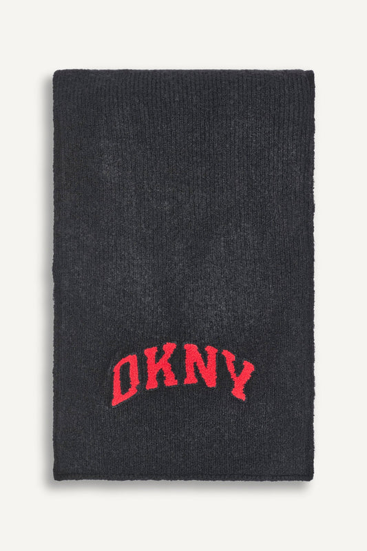 Grey DKNY VARSITY KNIT LOGO SCARF