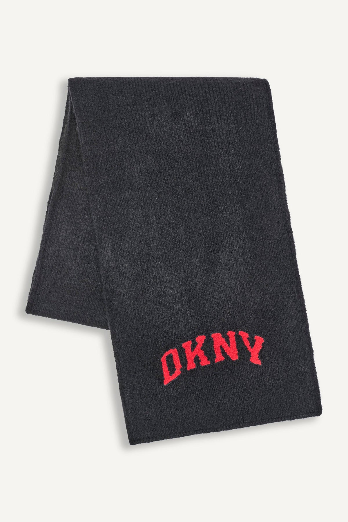 Grey DKNY VARSITY KNIT LOGO SCARF
