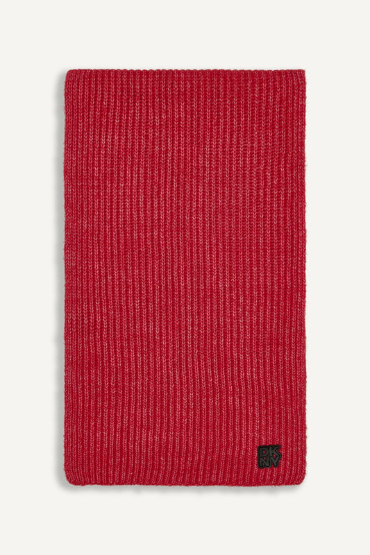 Red DKNY SHAKER STITCH RIB SCARF