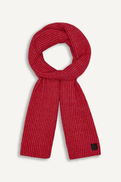 Red DKNY SHAKER STITCH RIB SCARF
