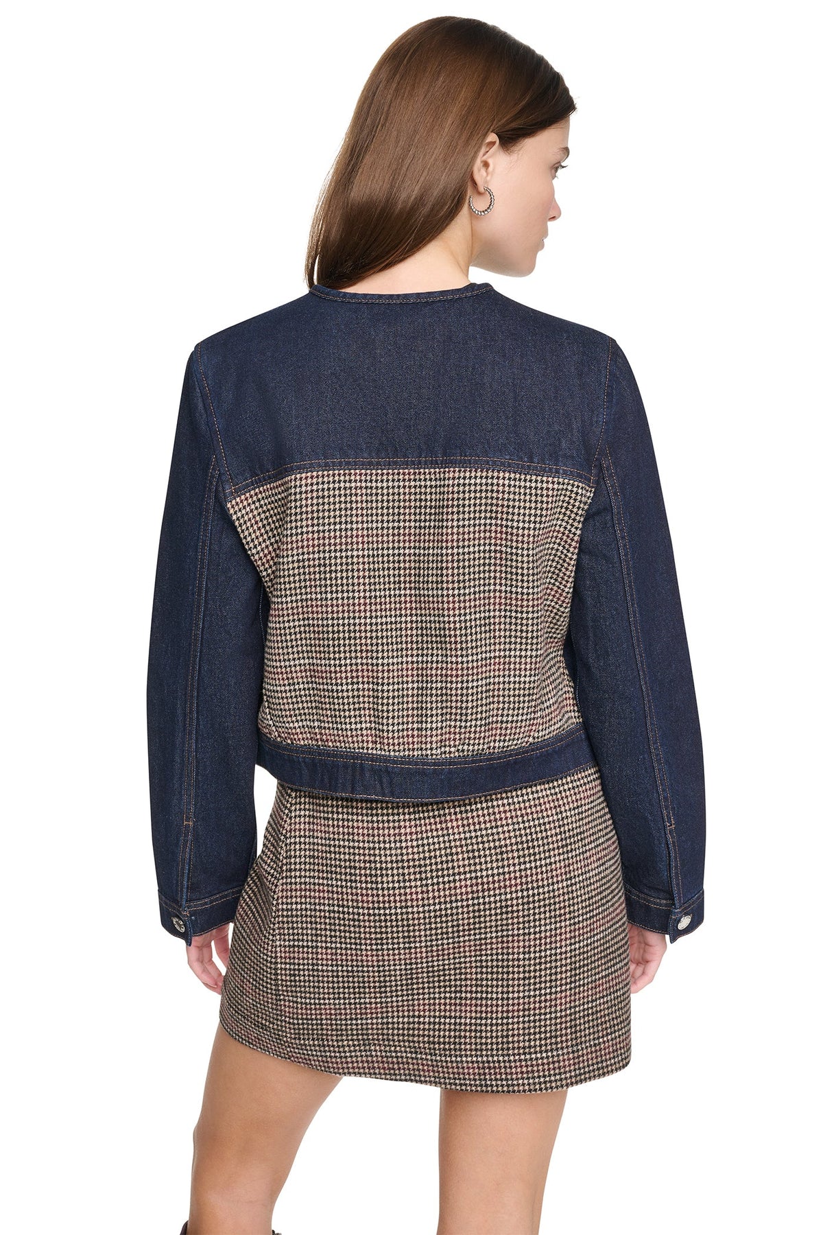 Fearless/Houndstooth DKNY MIXED MEDIA DENIM JACKET